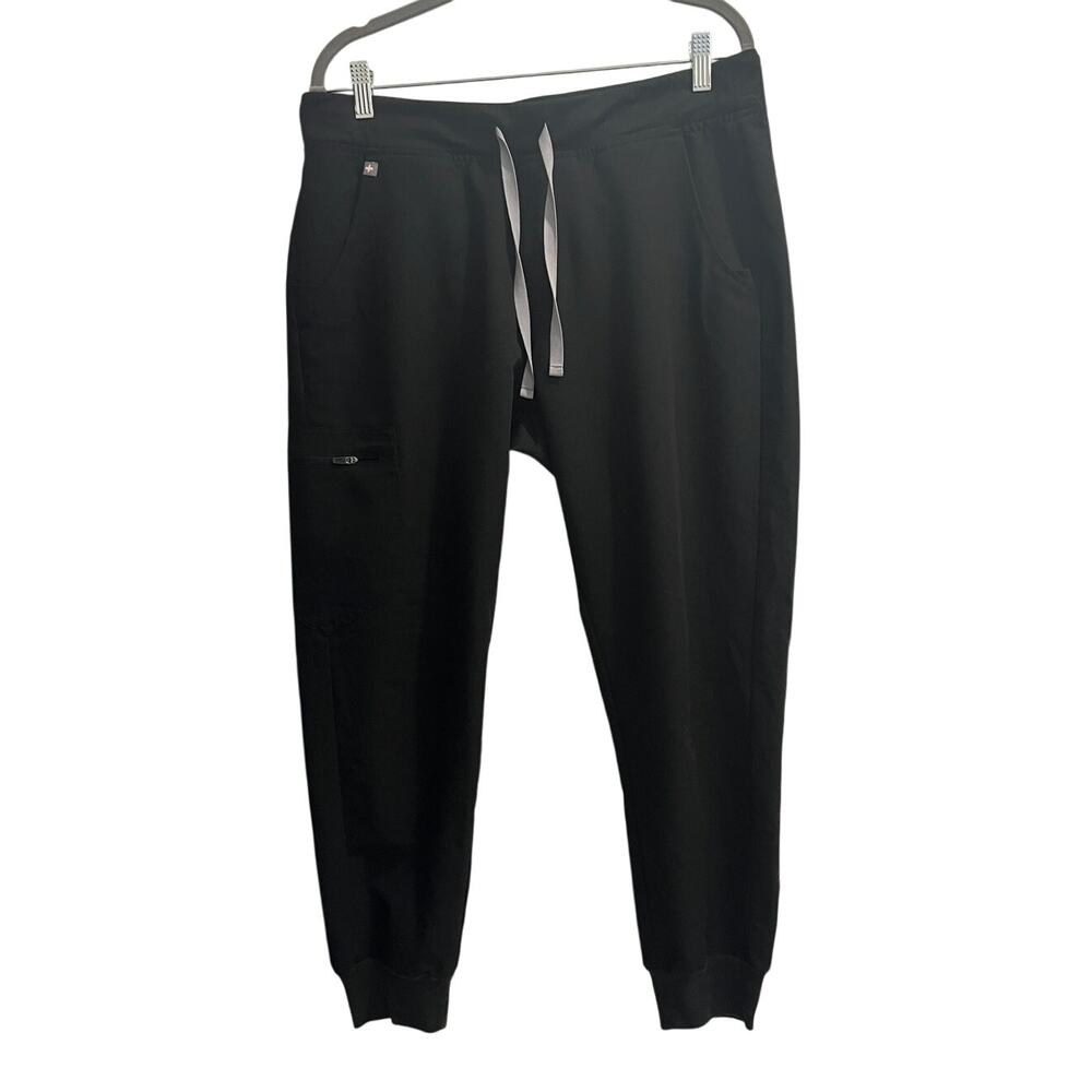 FIGS Zamora Standard Rise Size Large Petite Jogger Black Scrub Pants